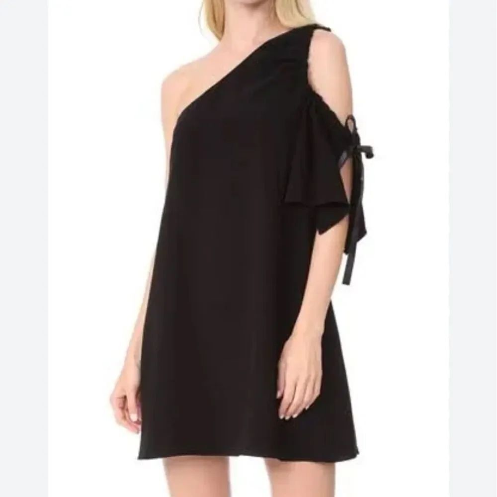 Cinq A Sept Gemini Black Asymmetric Mini Shift Dress S